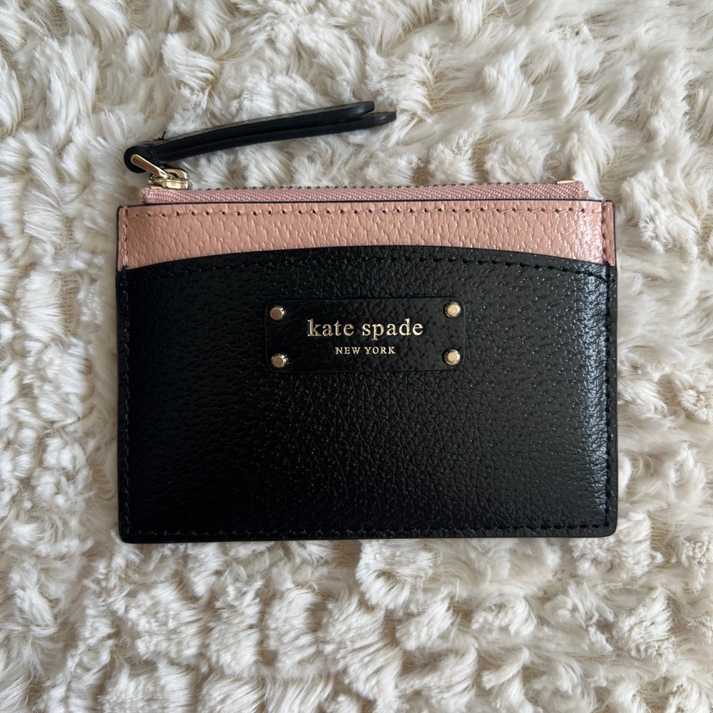 Kate Spade Black & Pink Small Zip Card Holder